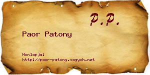 Paor Patony névjegykártya